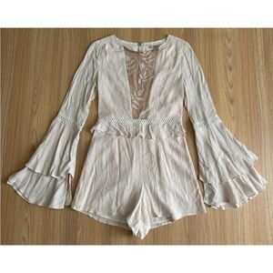 For Love & Lemons Emelia Romper Playsuit XS Blush Frilly Romantic Soft Girl